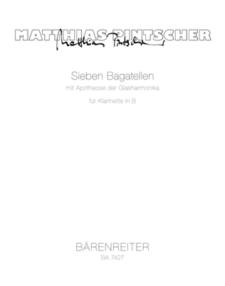 Book cover for Sieben Bagatellen mit Apotheose der Glasharmonika for Clarinet in B flat