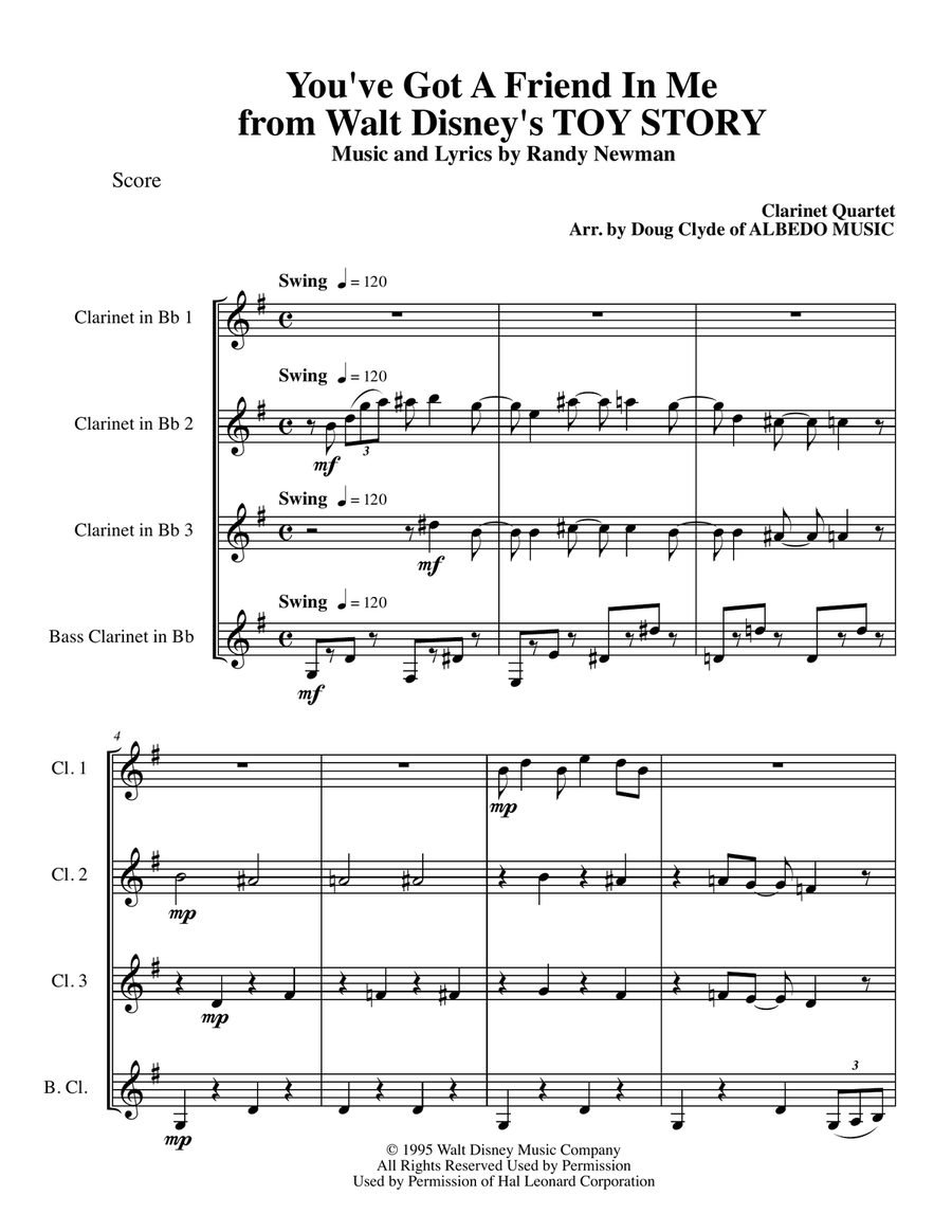 You've Got A Friend In Me Woodwind Quartet scores gallery preview page 1