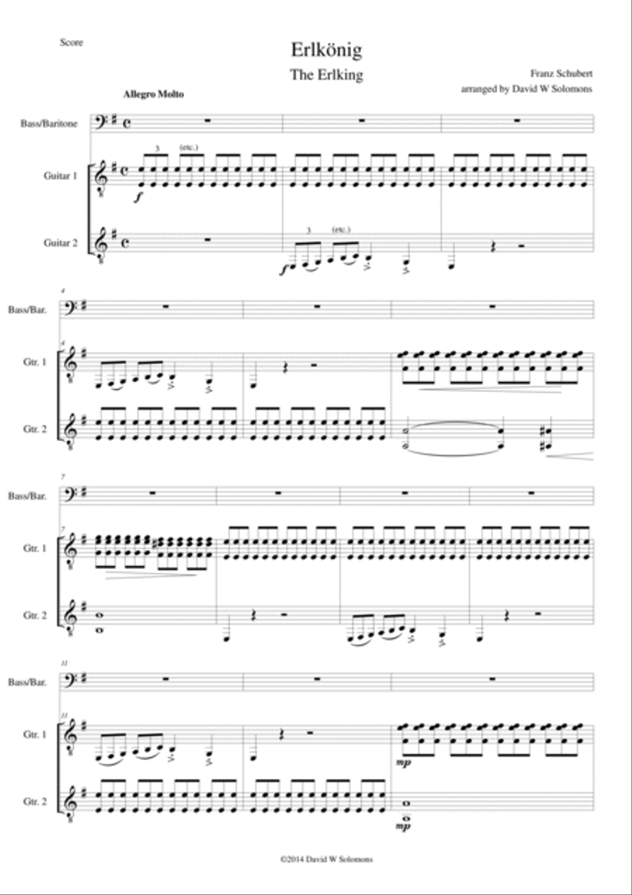 Erlkönig - Erlking - bass/baritone voice and 2 guitars Erlkönig - Erlking - bass/baritone voice and 2 guitars Classical Guitar scores gallery preview page 2