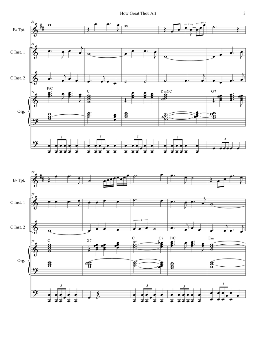 How Great Thou Art (Duet for C-Instruments - Organ Accompaniment) Organ scores gallery preview page 4