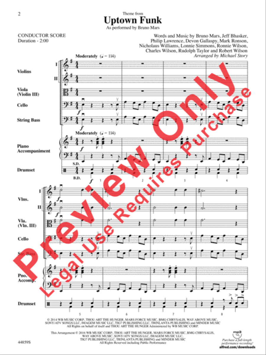 Uptown Funk, Theme from String Orchestra scores gallery preview page 3
