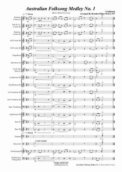 Australian Folksong Medley No. 1 - Brass Band Score and Parts PDF image number null