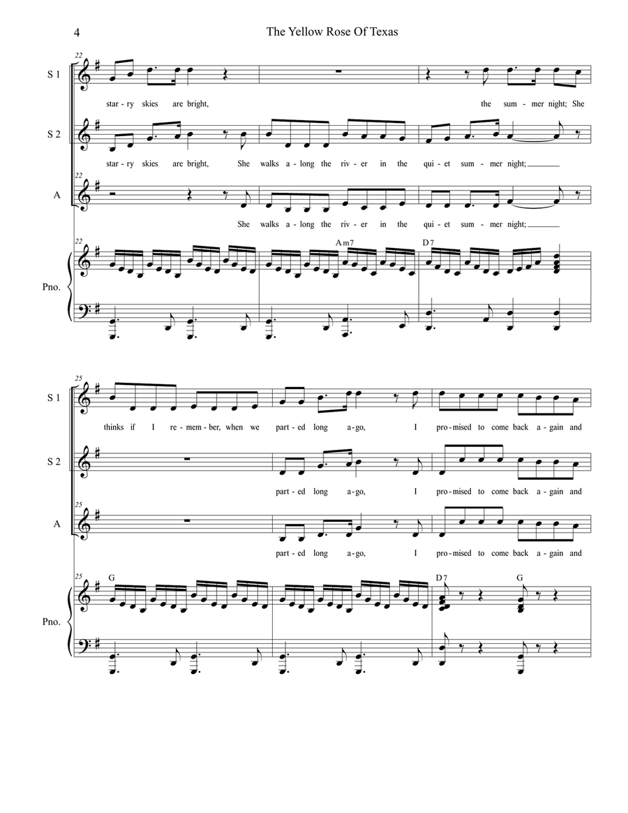 The Yellow Rose Of Texas (for SSA) SSA scores gallery preview page 5