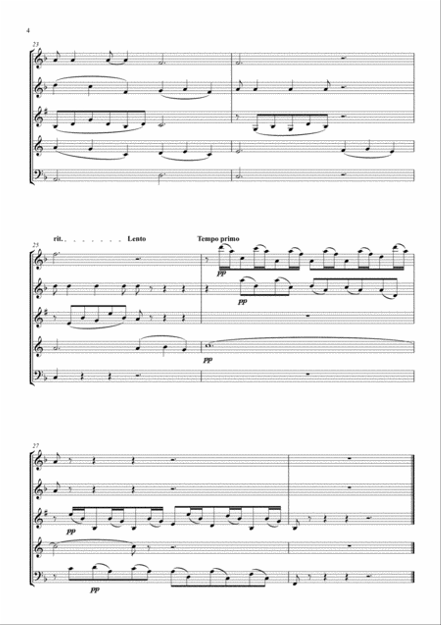 Saint-Saëns: Le Carnaval des Animaux - XIII Le Cygne (The Swan) - wind quintet Woodwind Quintet scores gallery preview page 4
