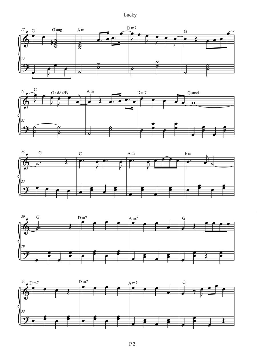 Lucky Piano Solo scores gallery preview page 2