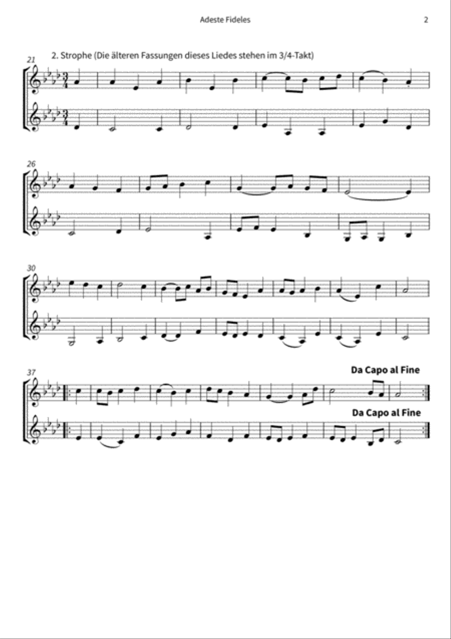 Adeste Fideles String Duet scores gallery preview page 4