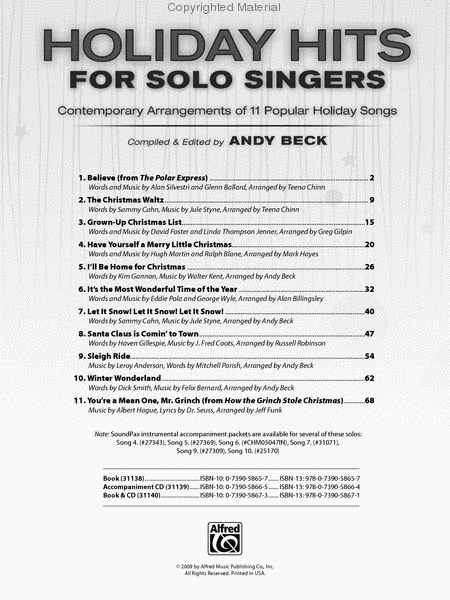 Holiday Hits for Solo Singers image number null