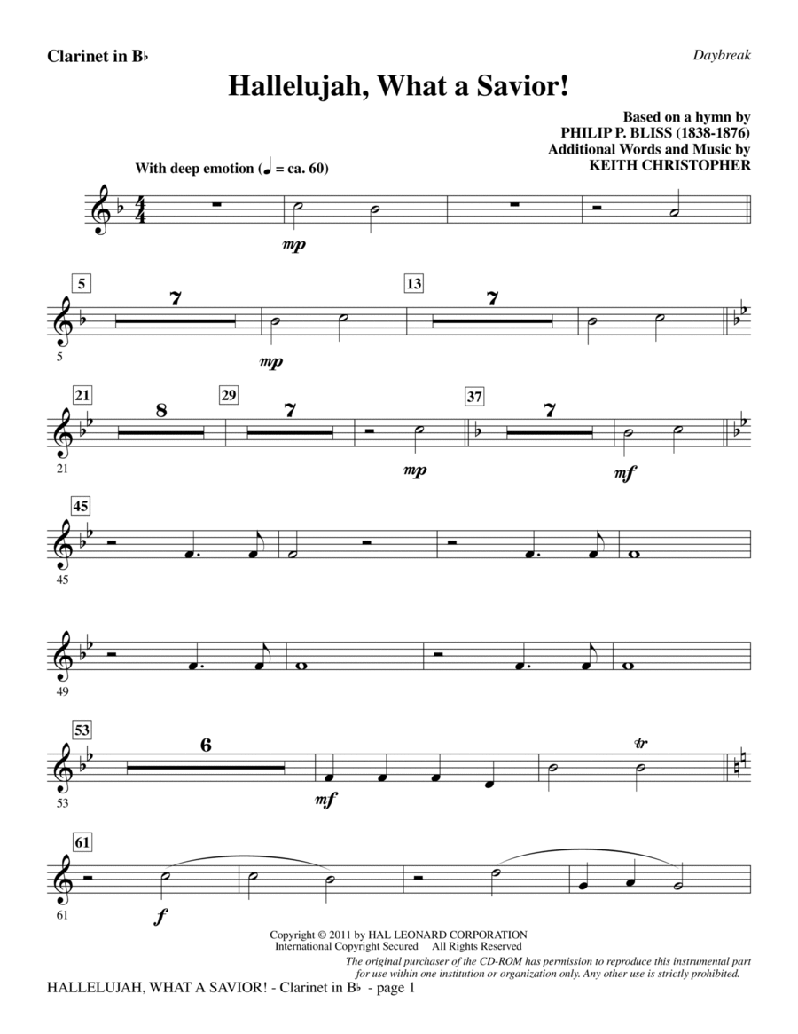 Hallelujah, What A Savior! - Bb Clarinet Choir scores gallery preview page 1