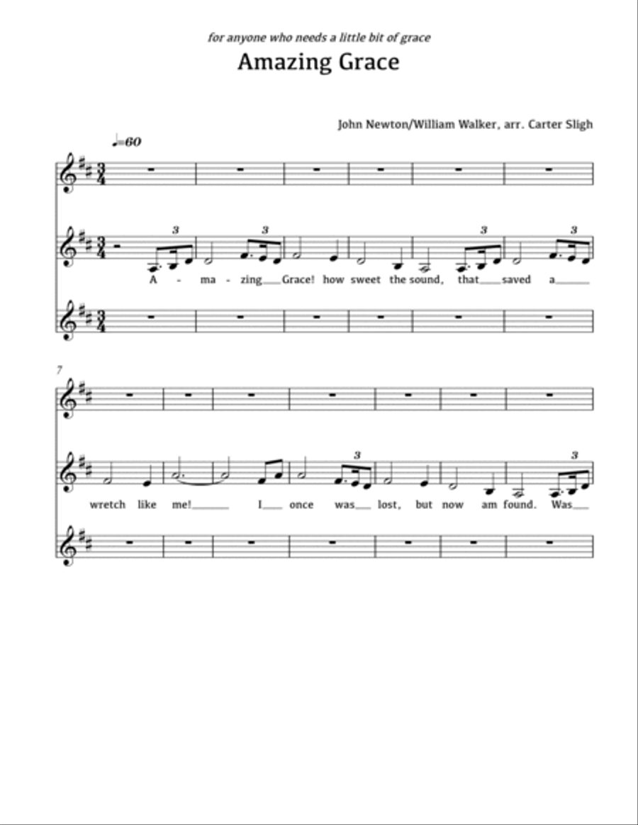 Amazing Grace Amazing Grace SSA scores gallery preview page 1