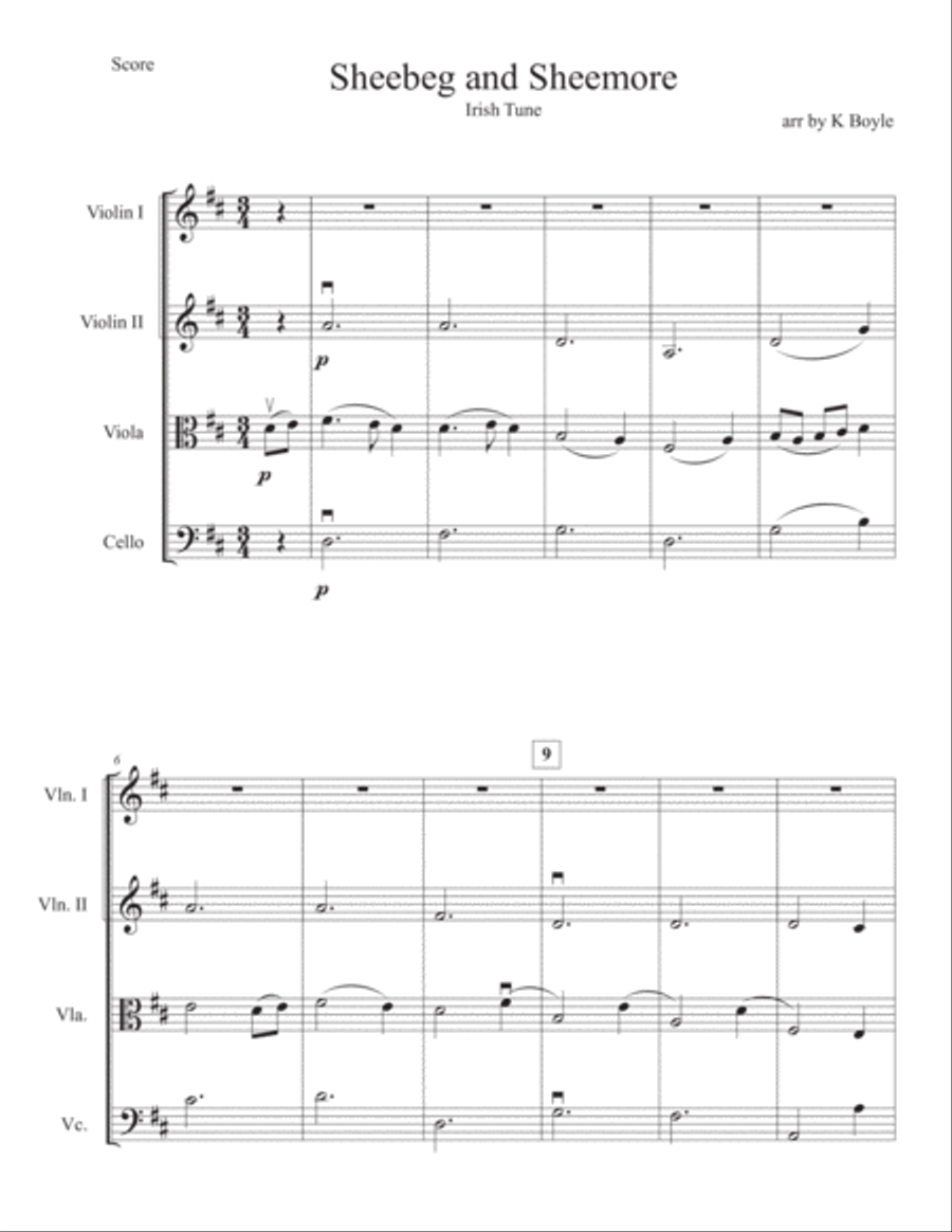 Sheebeg and Sheemore String Quartet scores gallery preview page 1