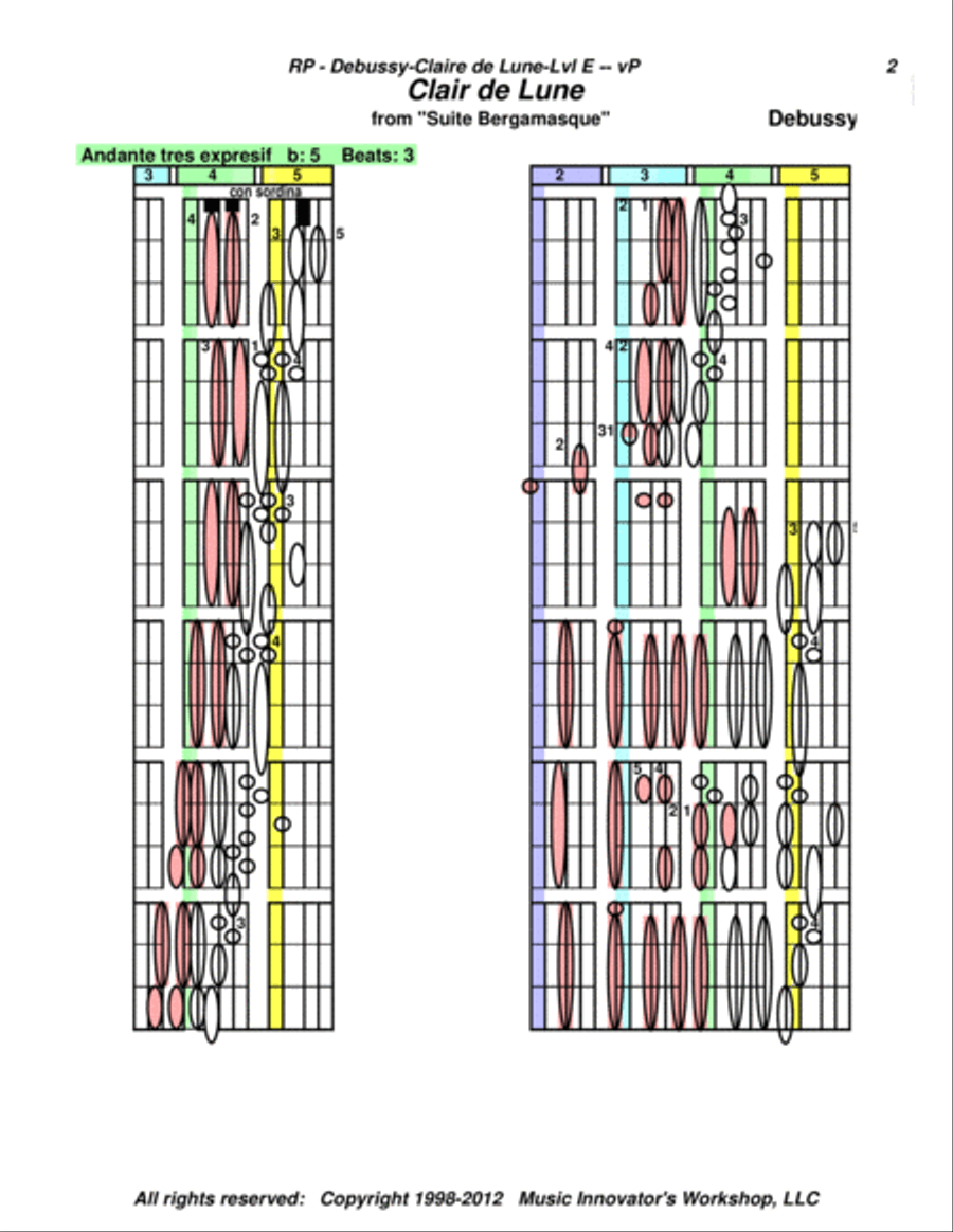 Debussy - Clair de Lune - (Key Map Tablature)