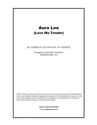 Aura Lee (Love Me Tender) - Lead sheet (key of A)