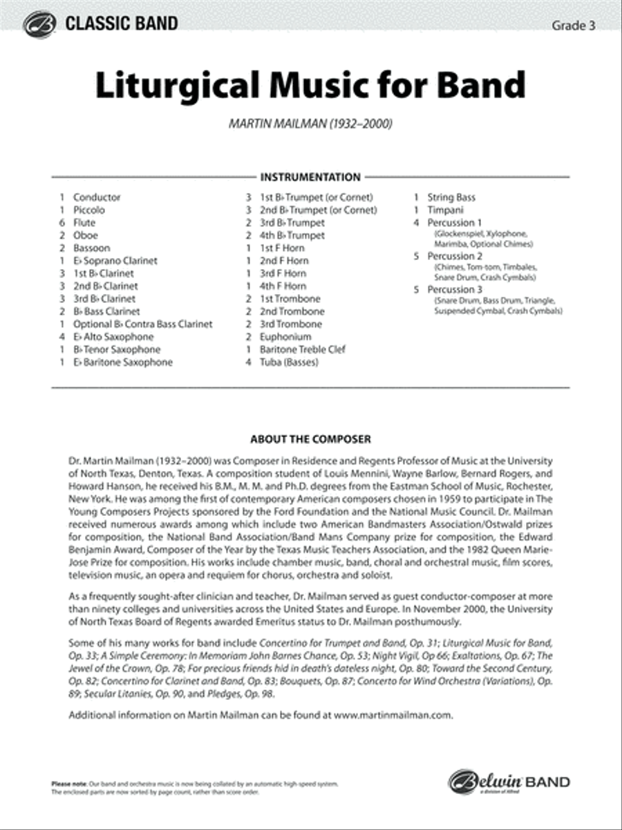 Liturgical Music for Band, Opus 33 Concert Band scores gallery preview page 2