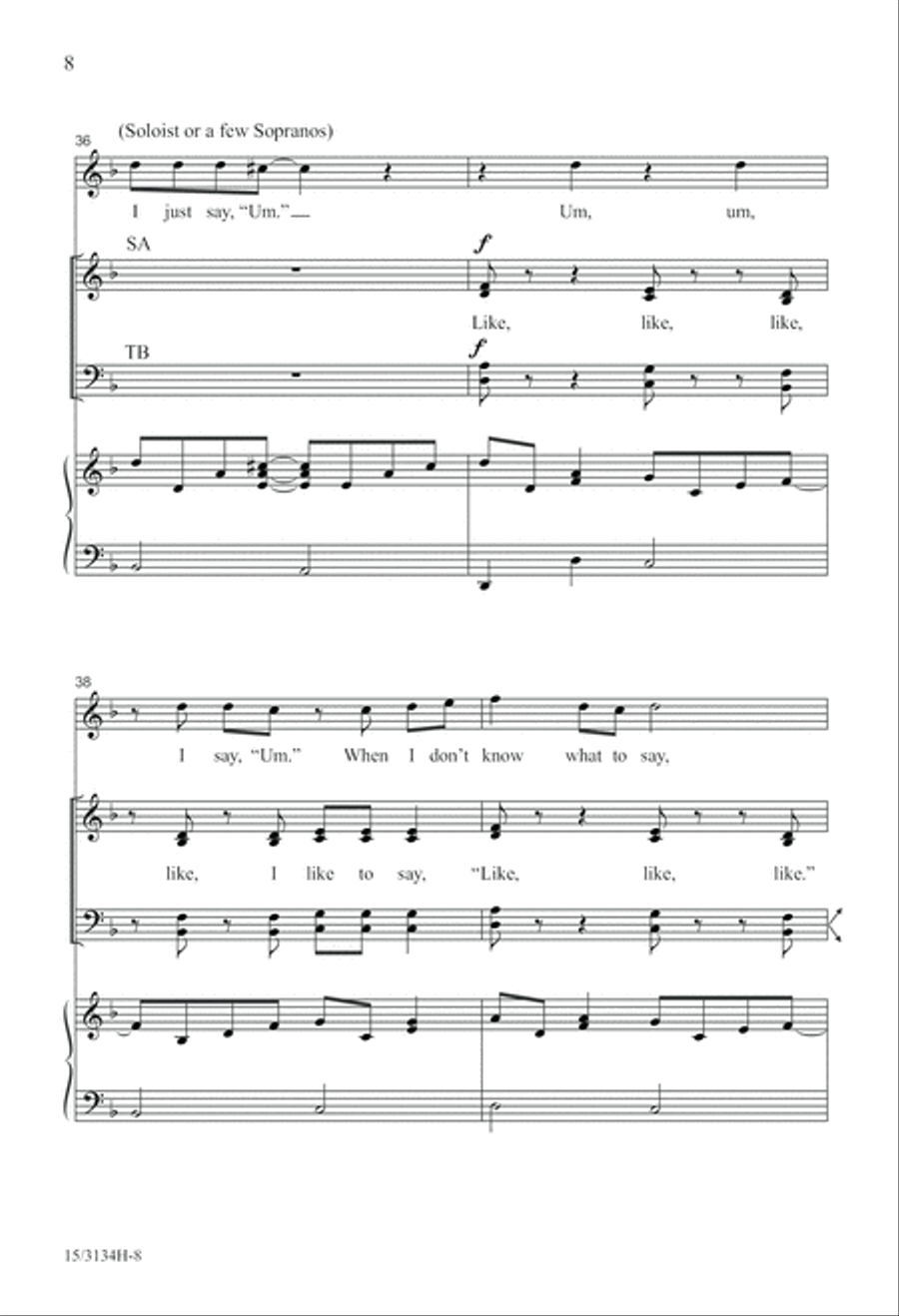 Like, I Like to Say Like 4-Part scores gallery preview page 8
