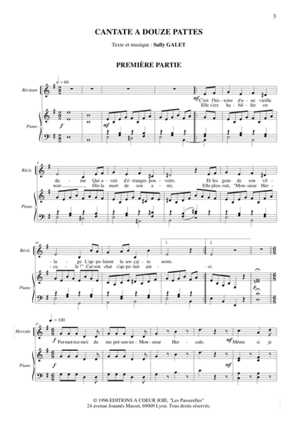 Cantate A Douze Pattes - Choeur Et Piano
