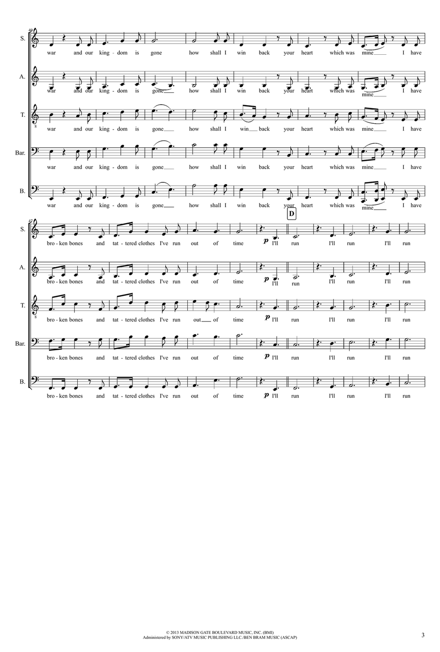 Run To You Divisi scores gallery preview page 3
