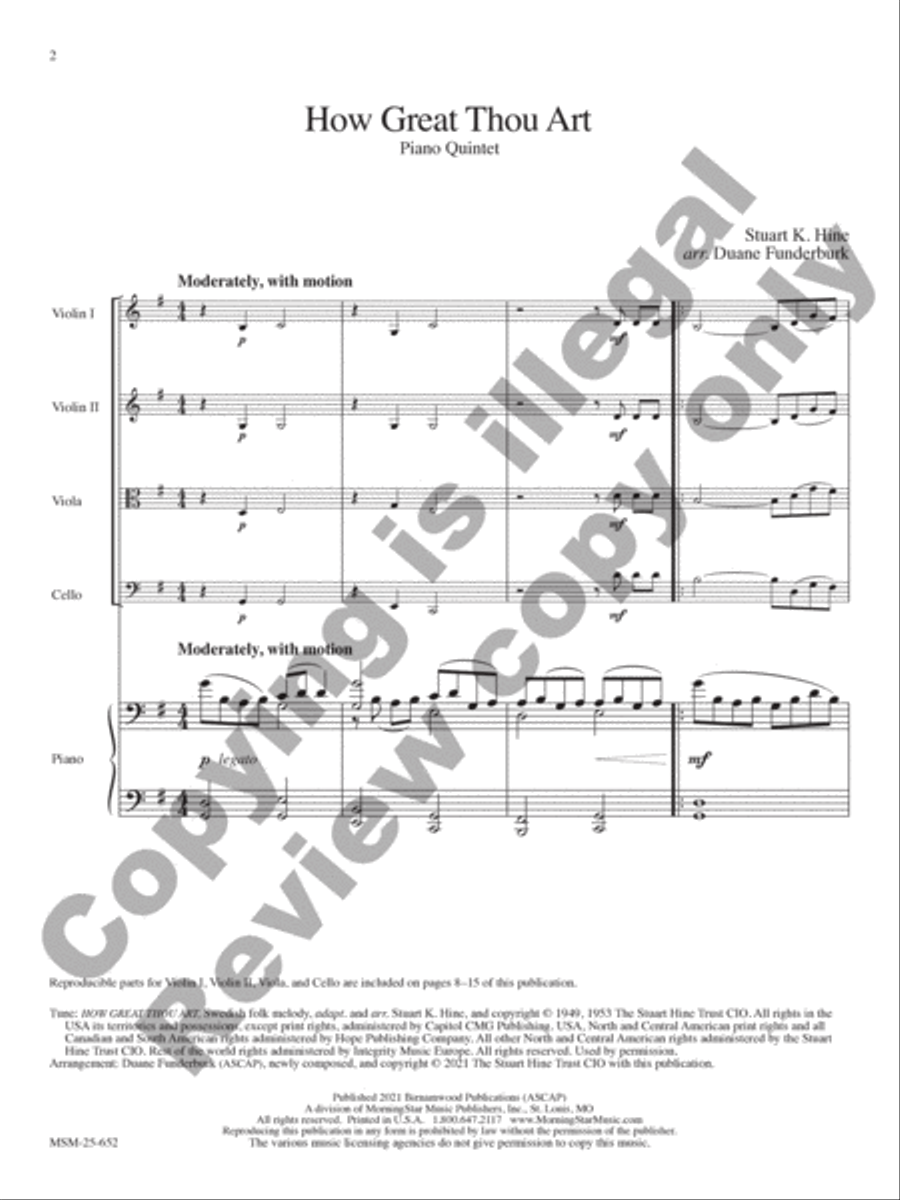 How Great Thou Art How Great Thou Art Piano Quintet scores gallery preview page 2