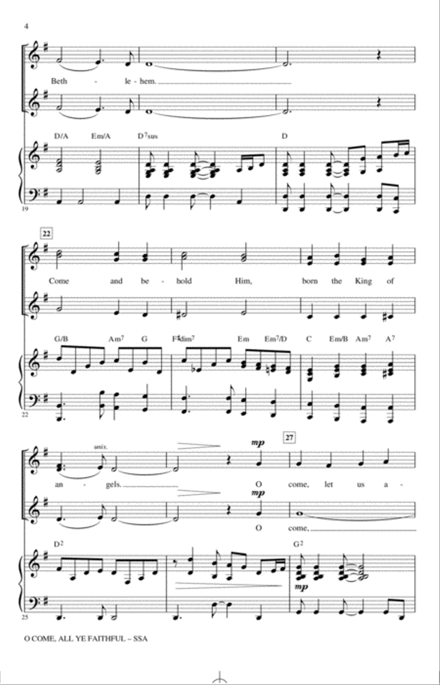 O Come, All Ye Faithful (arr. Mac Huff) SSA scores gallery preview page 3