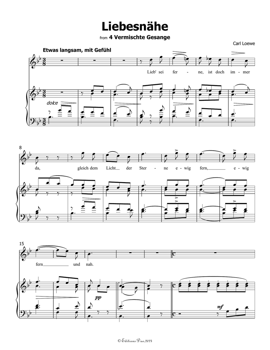 Liebesnahe, by Carl Loewe, in B flat Major Voice scores gallery preview page 3