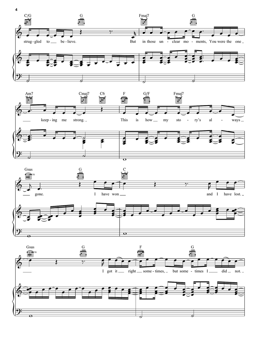 Through All Of It Piano, Vocal, Guitar scores gallery preview page 4