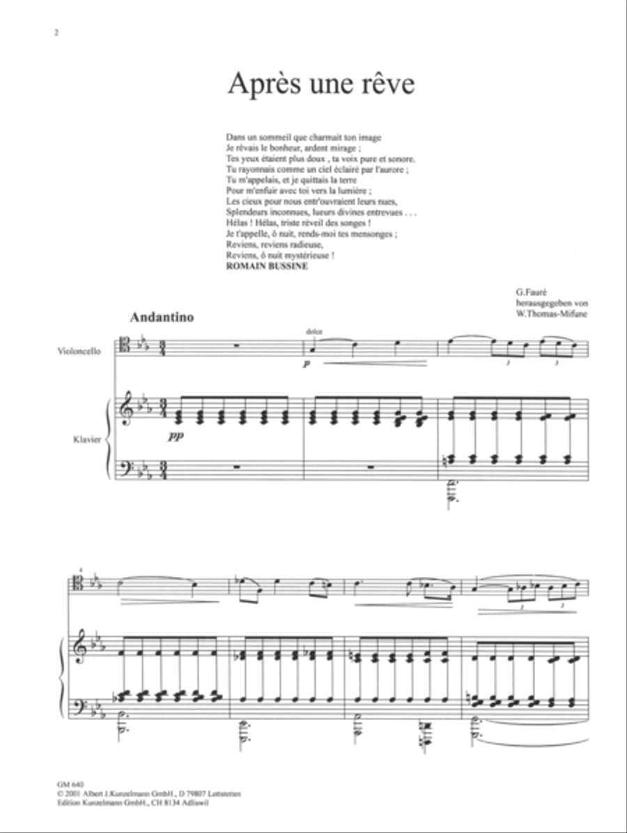Fauré for cello Piano scores gallery preview page 2