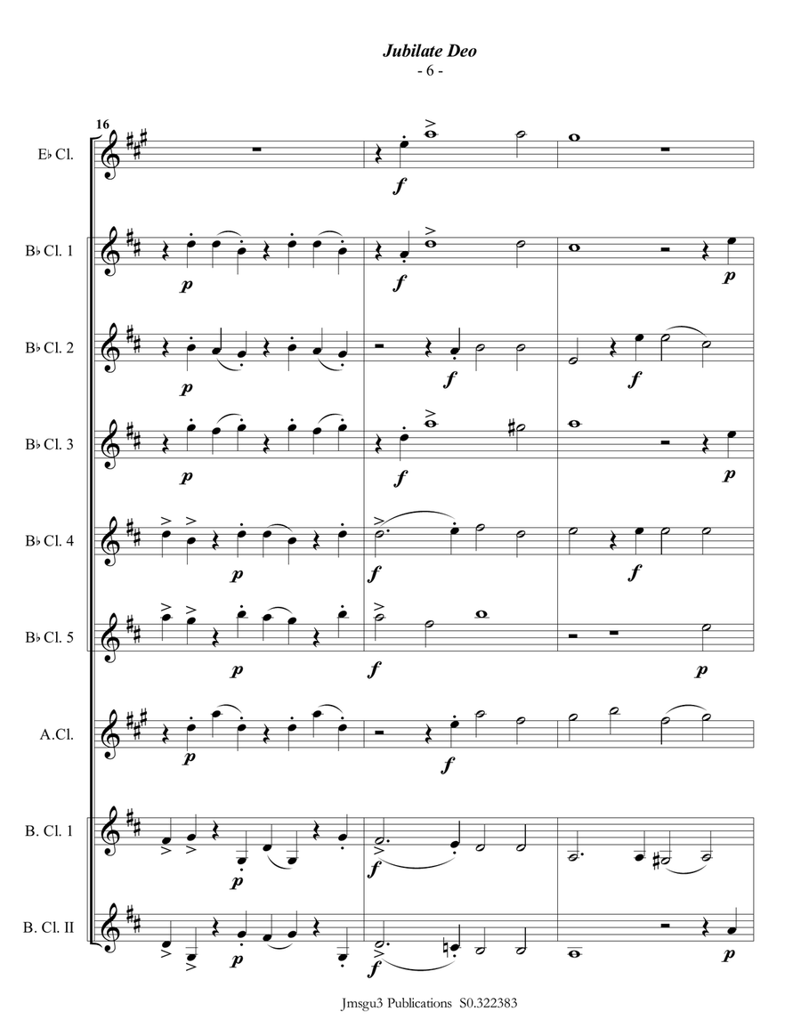 Gabrieli: Jubilate Deo Ch. 136 for Clarinet Choir Clarinet Choir scores gallery preview page 6