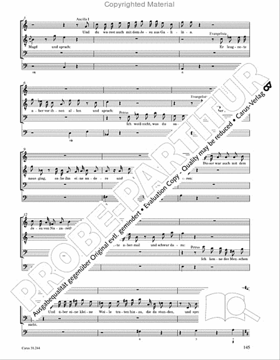 St. Matthew Passion (Matthaus-Passion) 4-Part scores gallery preview page 147