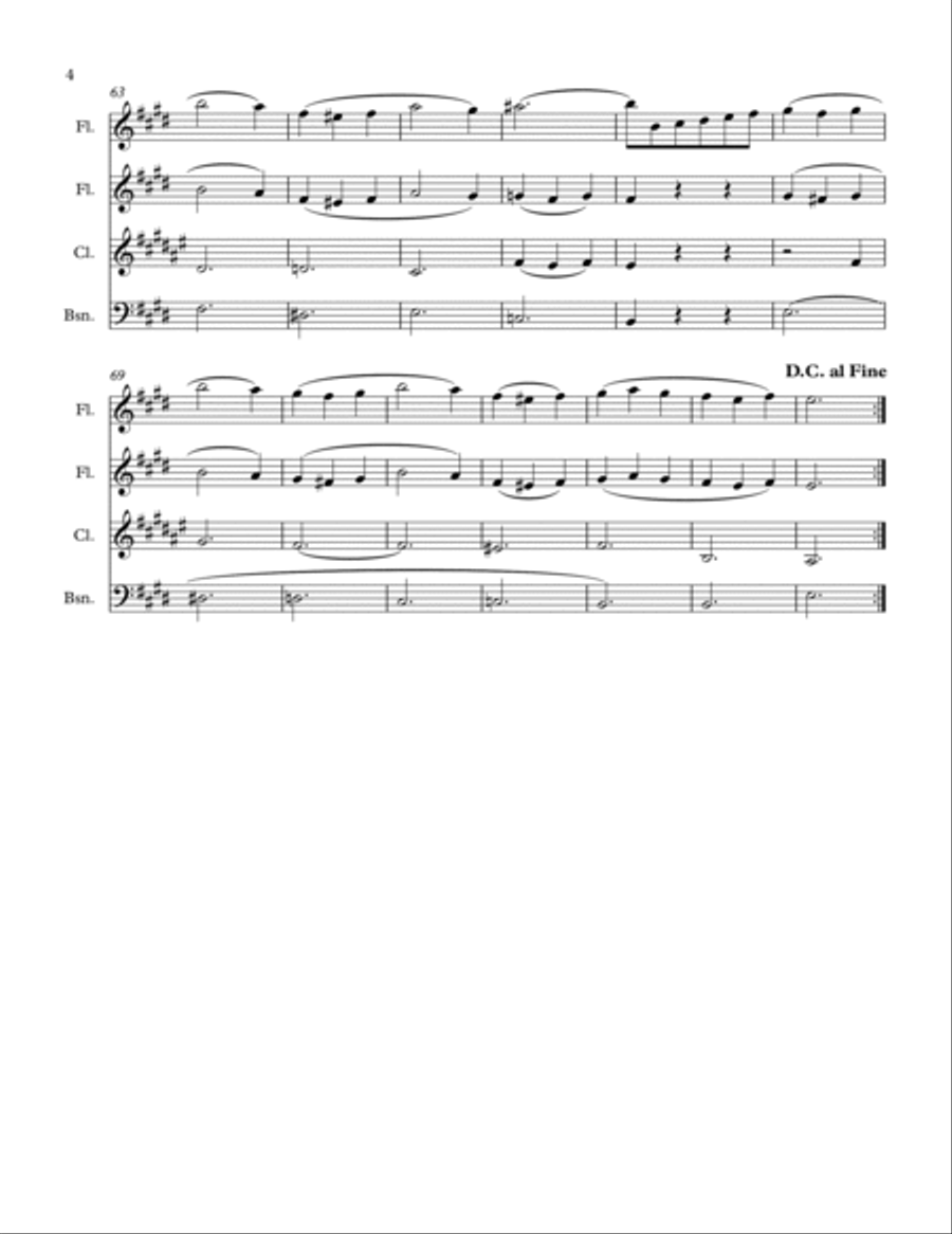 Minuet from String Quartet, Op 7 for Woodwind Quartet Woodwind Trio scores gallery preview page 4