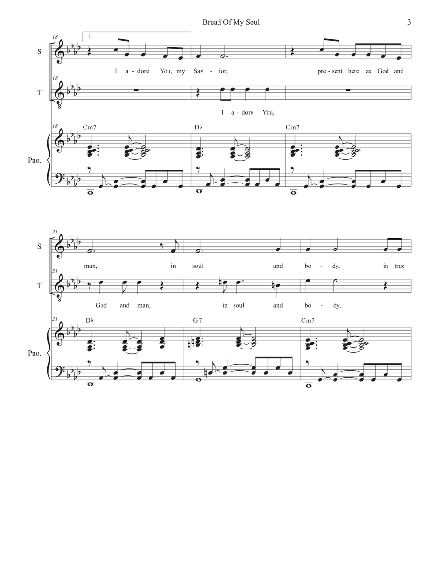 Bread Of My Soul (Duet for Soprano and Tenor solo) Tenor Voice scores gallery preview page 3