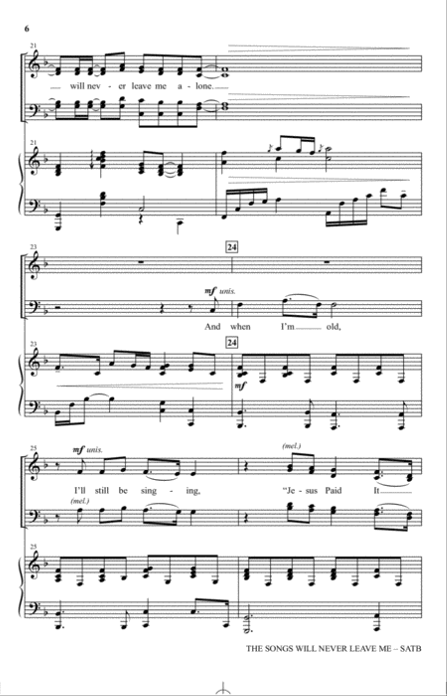 The Songs Will Never Leave Me 4-Part scores gallery preview page 4