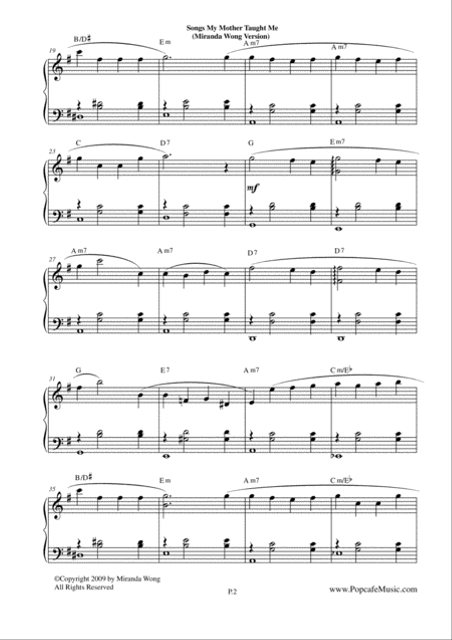 Songs my Mother Taught Me + Love Miracle (Popular Piano Solo) Piano Solo scores gallery preview page 2