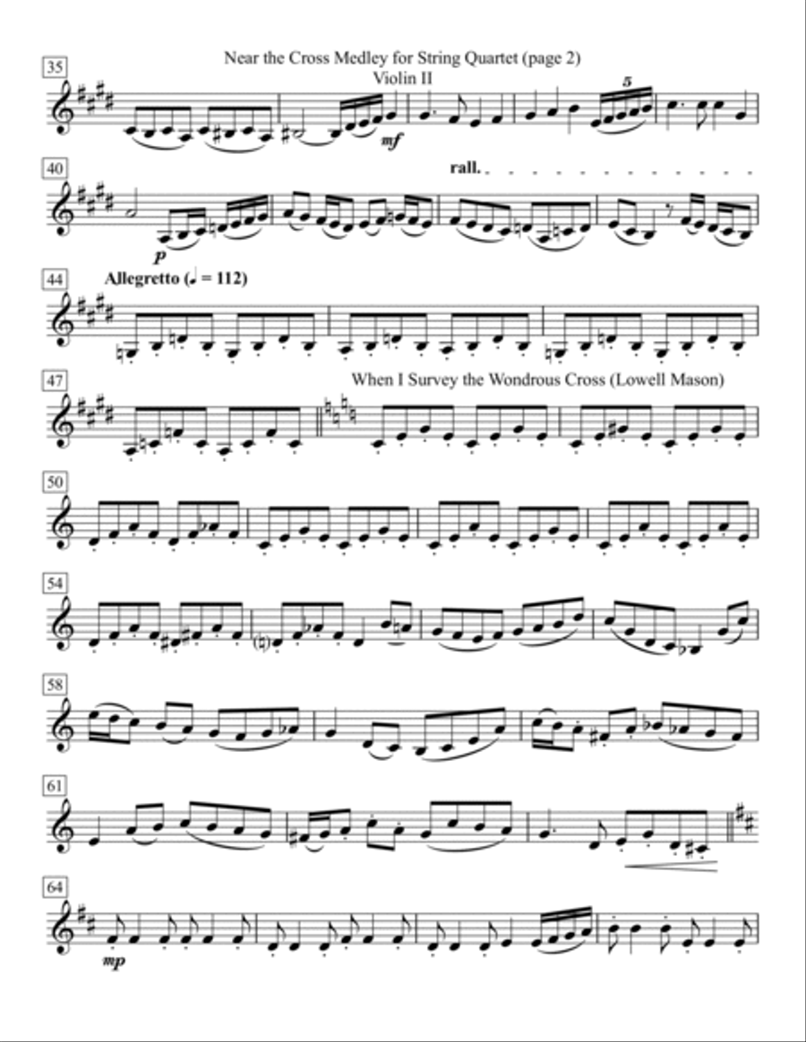 Near the Cross Medley for String Quartet String Quartet scores gallery preview page 5