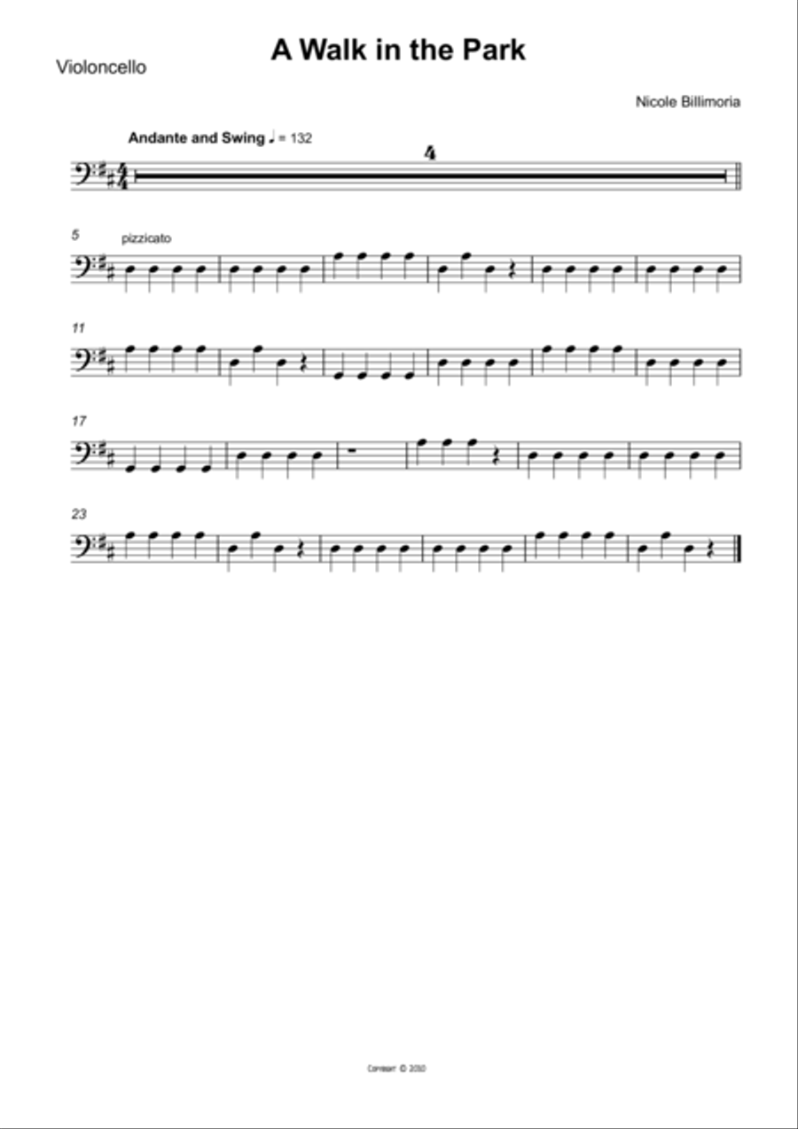 A Walk in the Park Complete parts for Beginner String Orchestra Chamber Orchestra scores gallery preview page 1