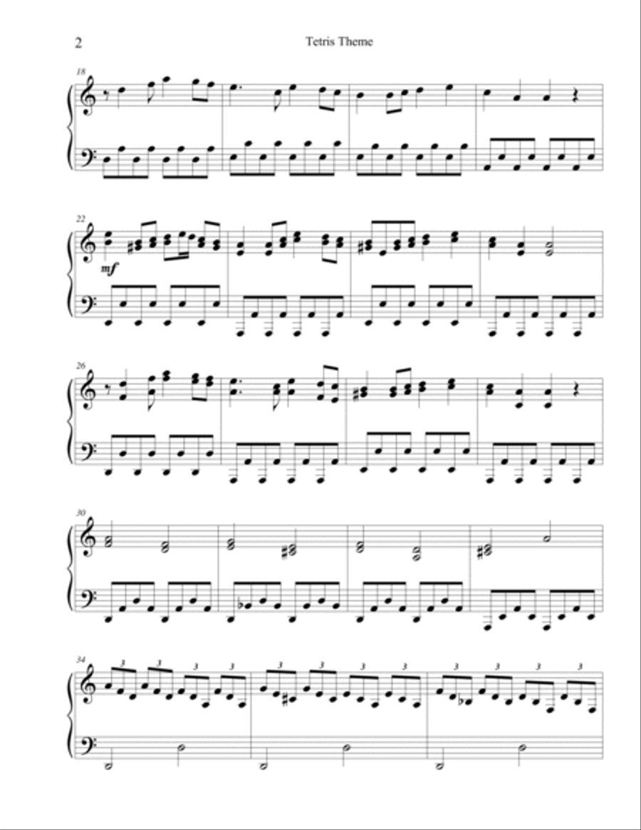 Tetris Theme Piano Solo scores gallery preview page 2