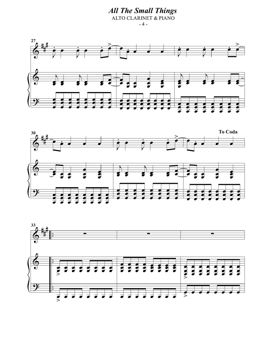 All The Small Things E-Flat Clarinet scores gallery preview page 4