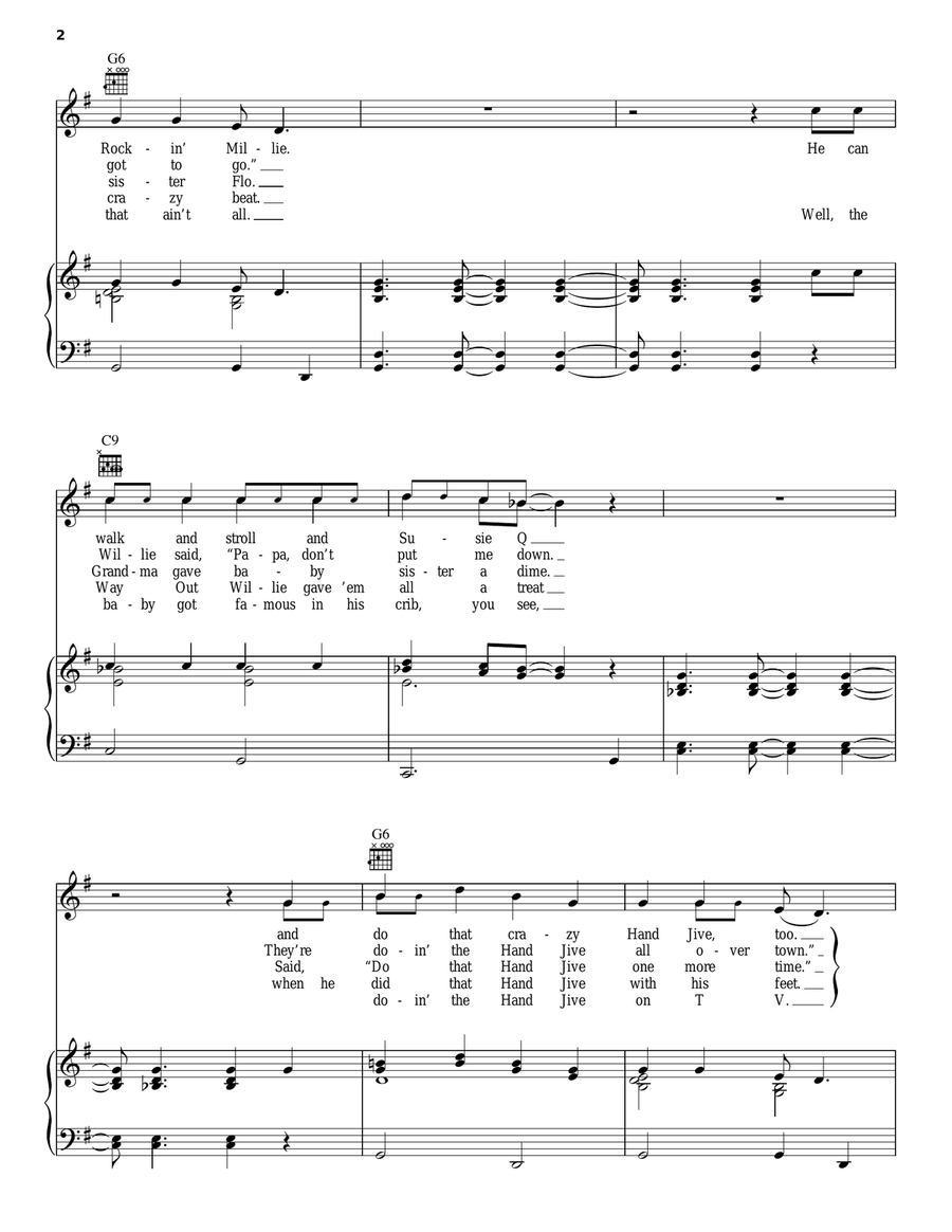 Willie And The Hand Jive Willie And The Hand Jive Piano, Vocal, Guitar scores gallery preview page 2