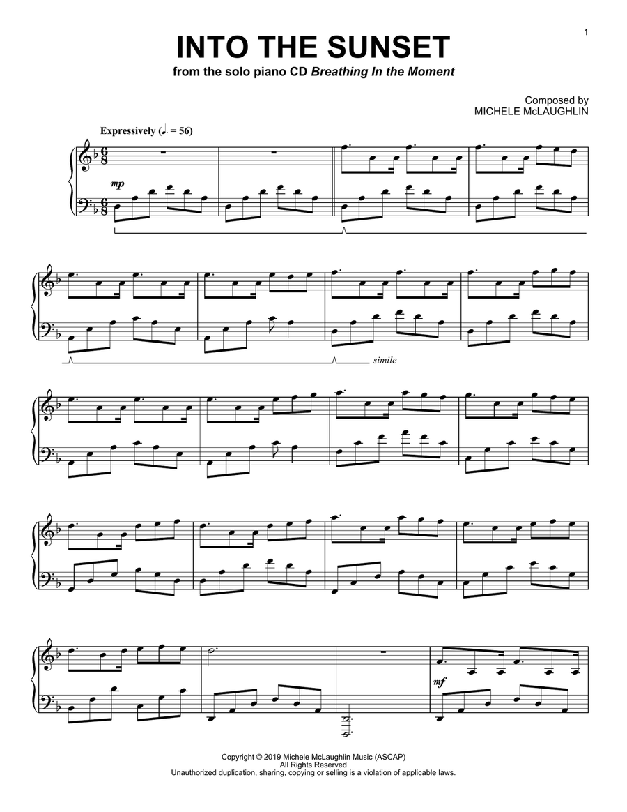 Into The Sunset Piano Solo scores gallery preview page 1