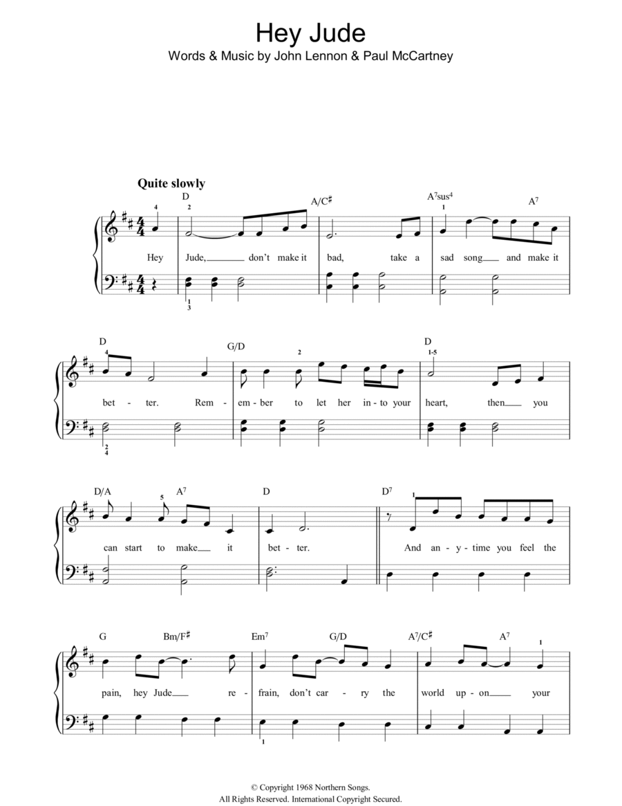 Hey Jude Easy Piano scores gallery preview page 1
