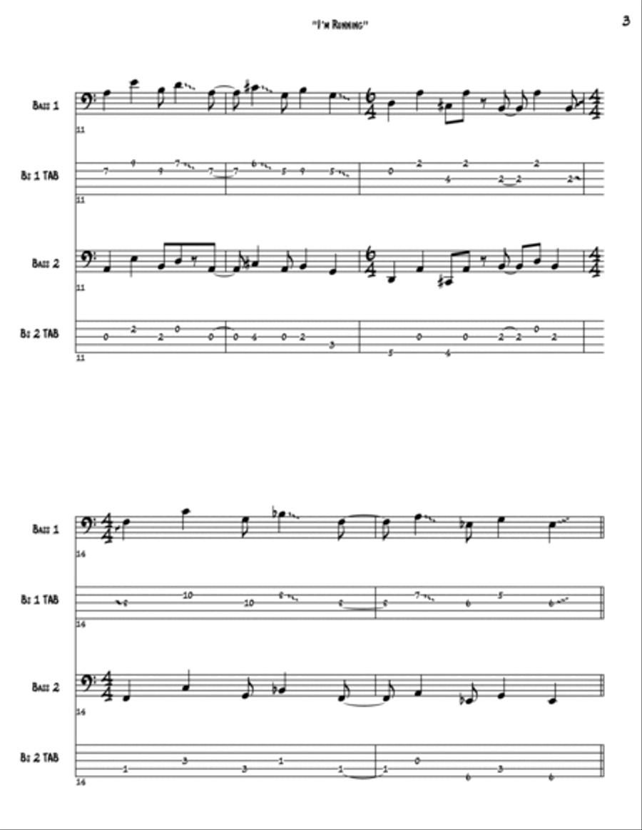 I'm Running Bass Guitar scores gallery preview page 3