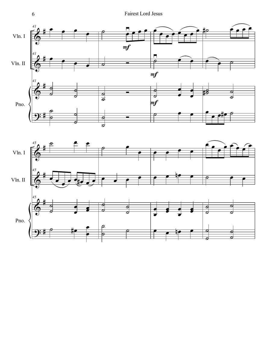 Fairest Lord Jesus String Duet scores gallery preview page 6