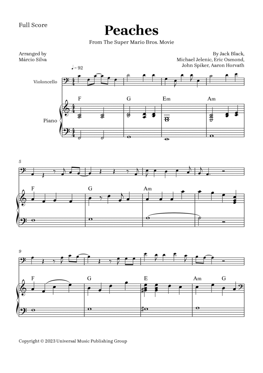 Peaches Piano scores gallery preview page 1