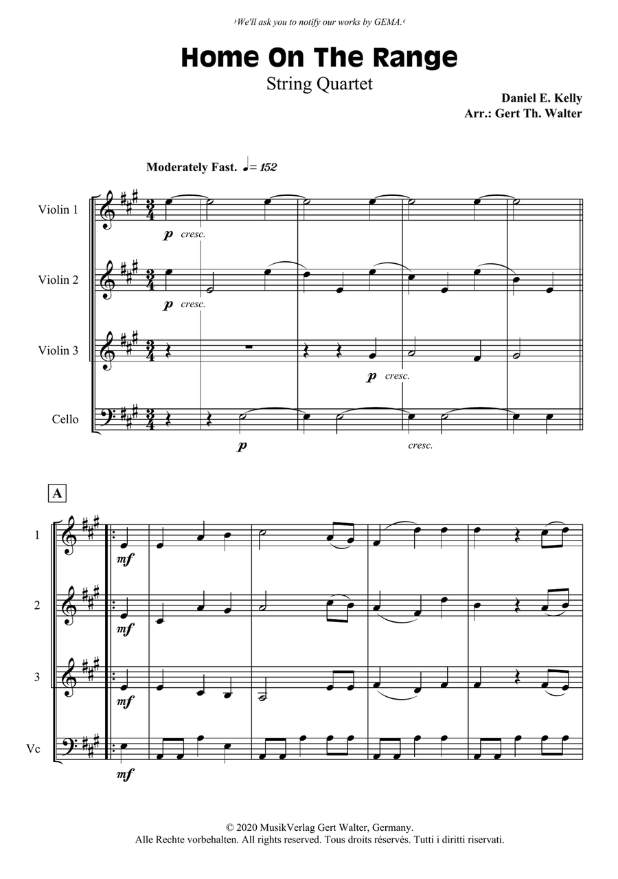 Home On The Range String Quartet scores gallery preview page 1