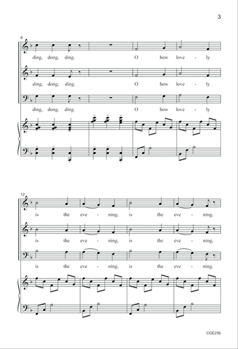Lovely Evening SAB 3-Part scores gallery preview page 3