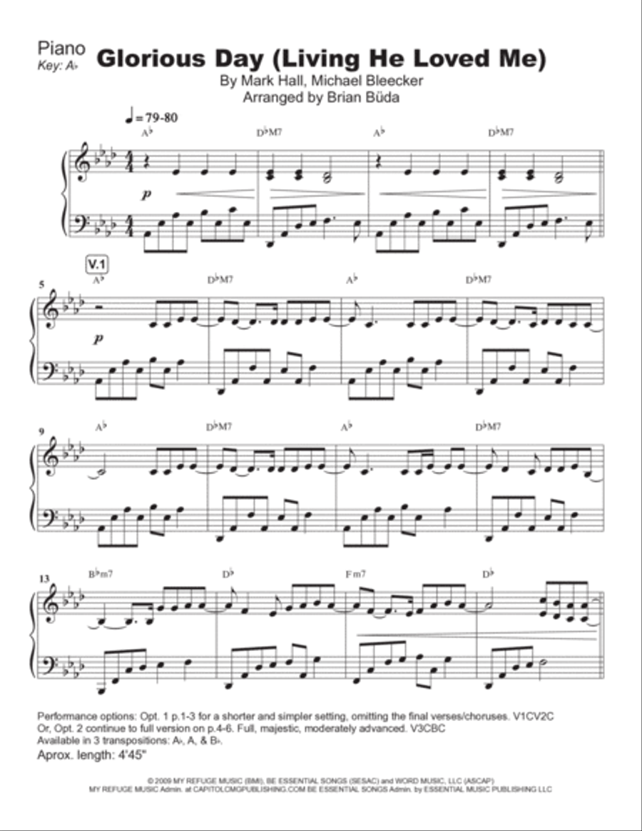 Glorious Day (living He Loved Me) Piano Solo scores gallery preview page 2