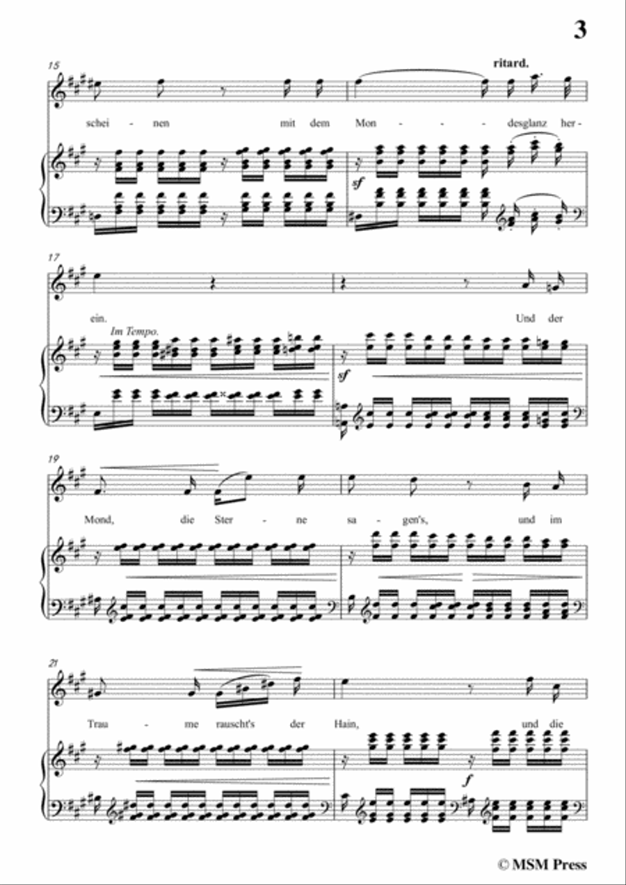 Schumann-Frühlingsnacht,in A Major,for Voice and Piano image number null