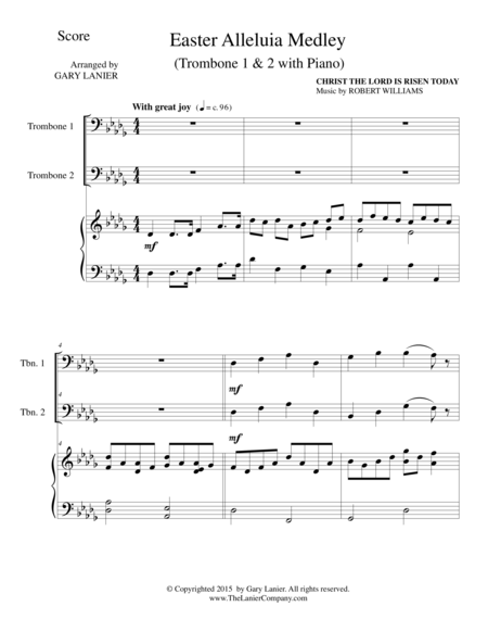 EASTER ALLELUIA MEDLEY (Trio – Trombone 1 & 2 with Piano) Score and Parts image number null