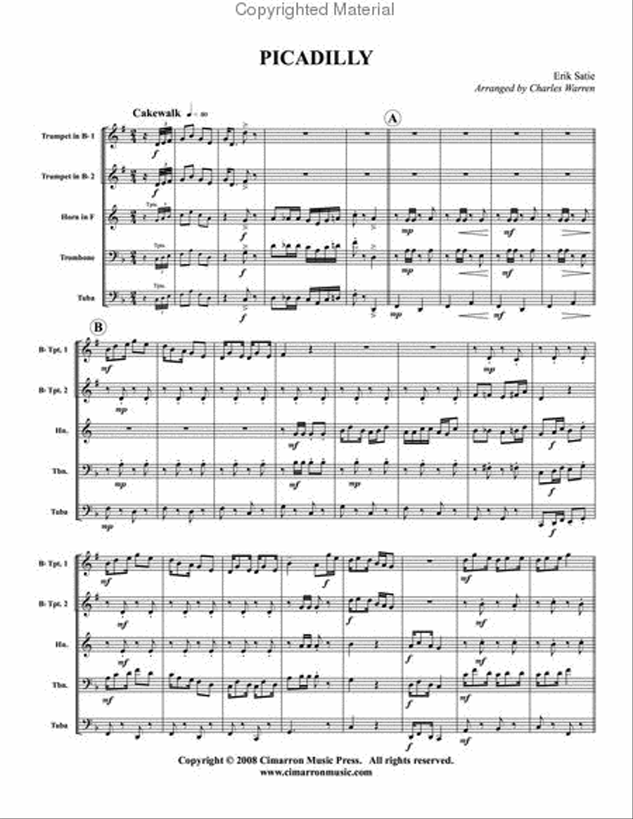 Piccadilly (1904) Brass Quintet scores gallery preview page 2
