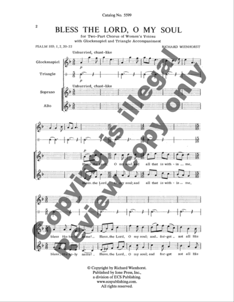 Bless the Lord, O My Soul (Psalm 103) SA scores gallery preview page 3