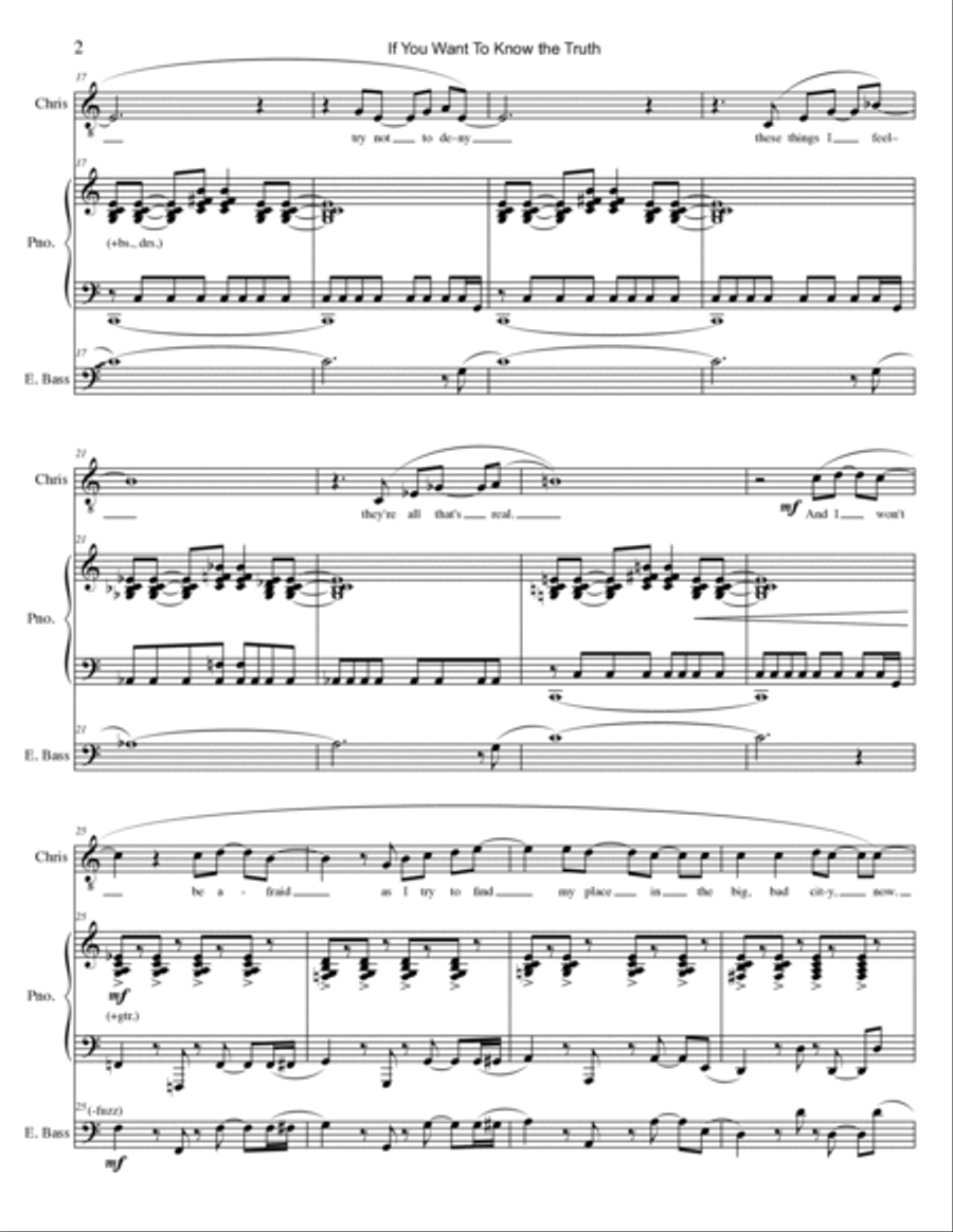 If You Want To Know the Truth Piano, Vocal, Guitar scores gallery preview page 2