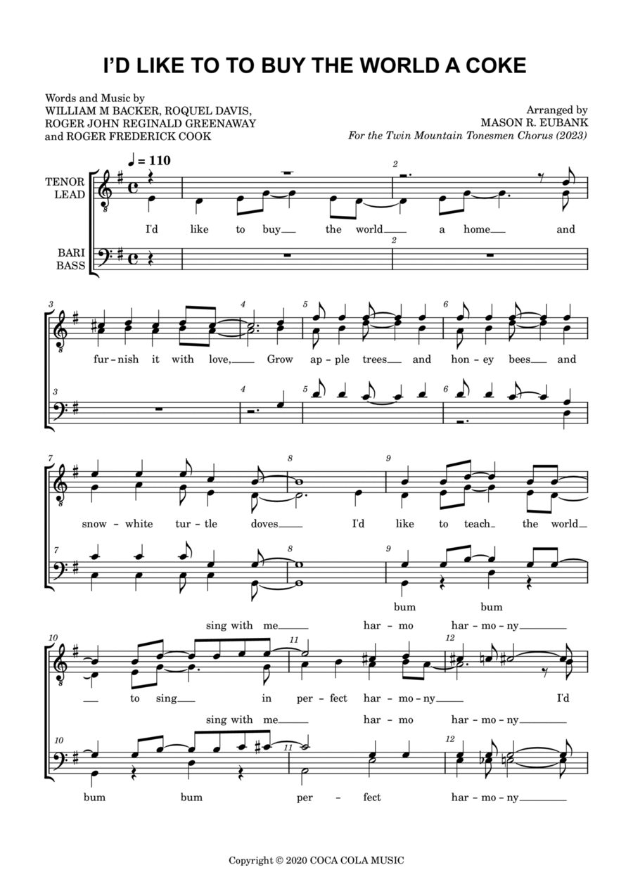I'd Like To Buy The World A Coke TTBB scores gallery preview page 1